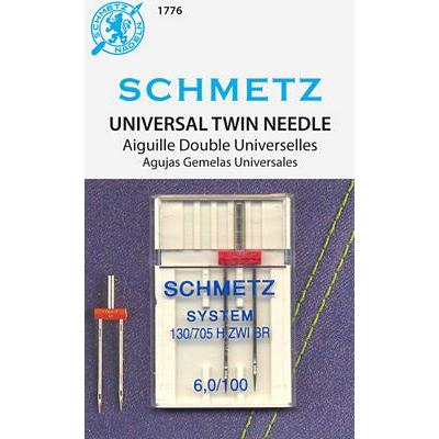 Schmetz-Universal Extra Wide Twin Needle - 6.0/100-sewing notion-gather here online