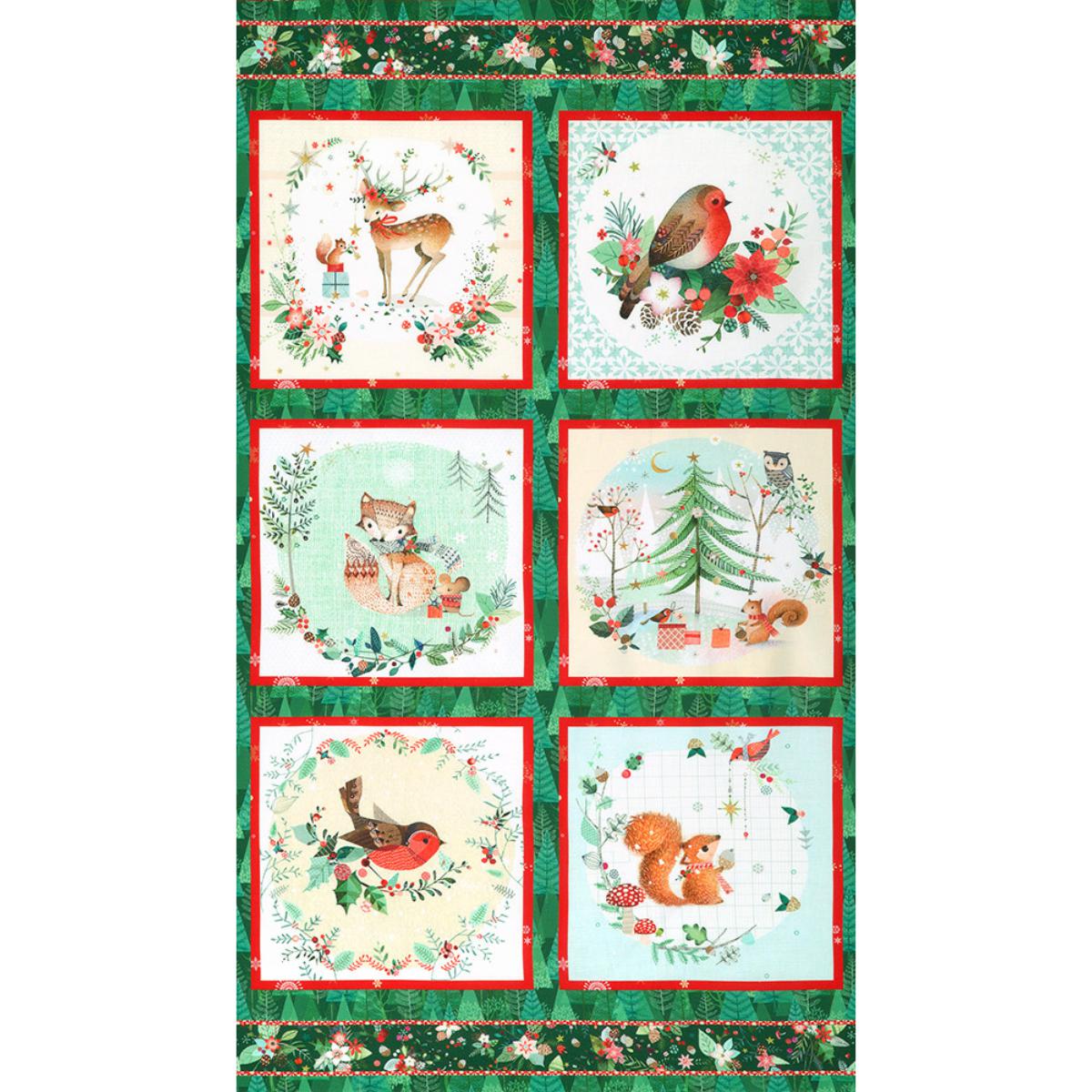 Robert Kaufman-Festive Fauna Panel-fabric panel-gather here online