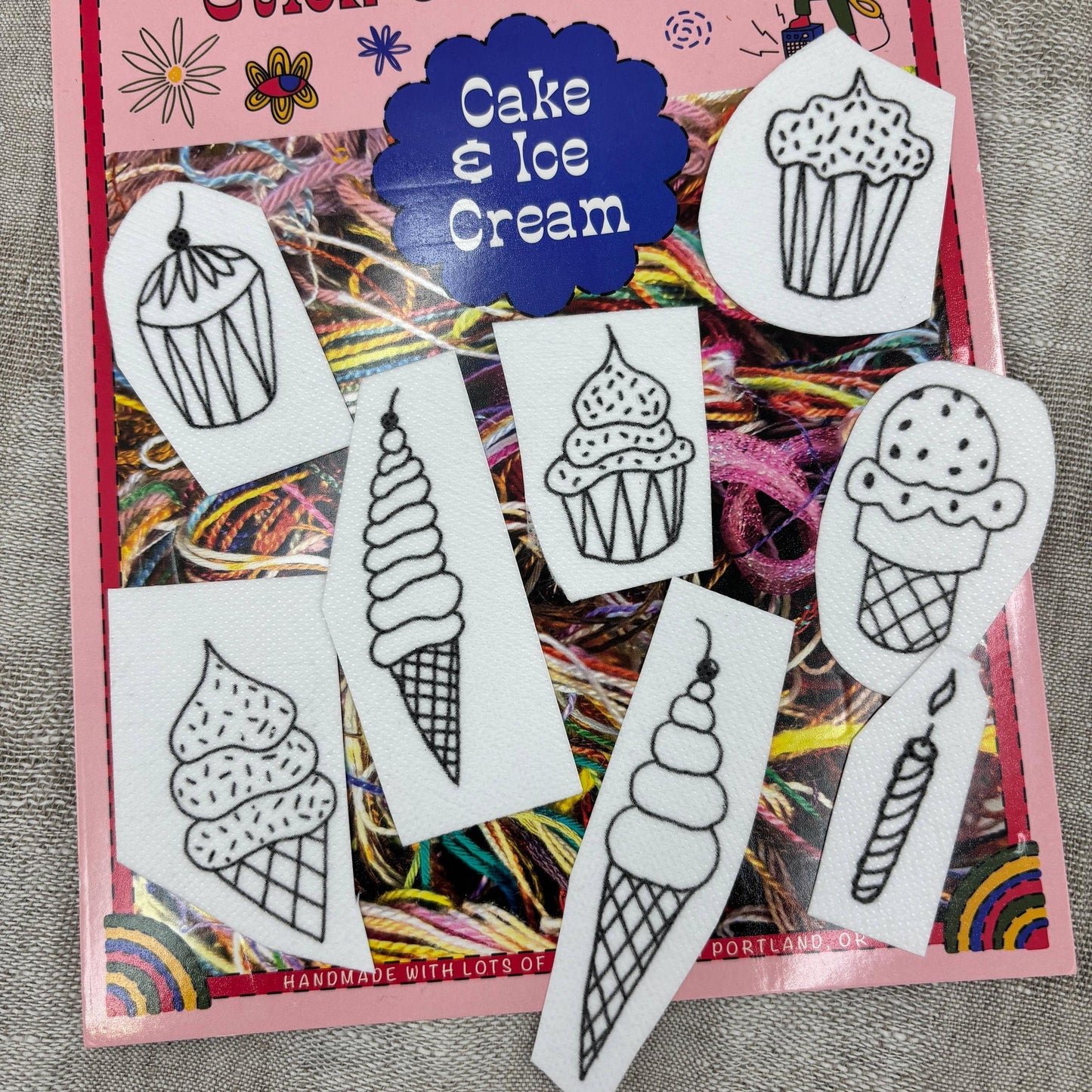 Dropcloth Samplers-Cake and Ice Cream Stick and Stitch Set-embroidery pattern-gather here online