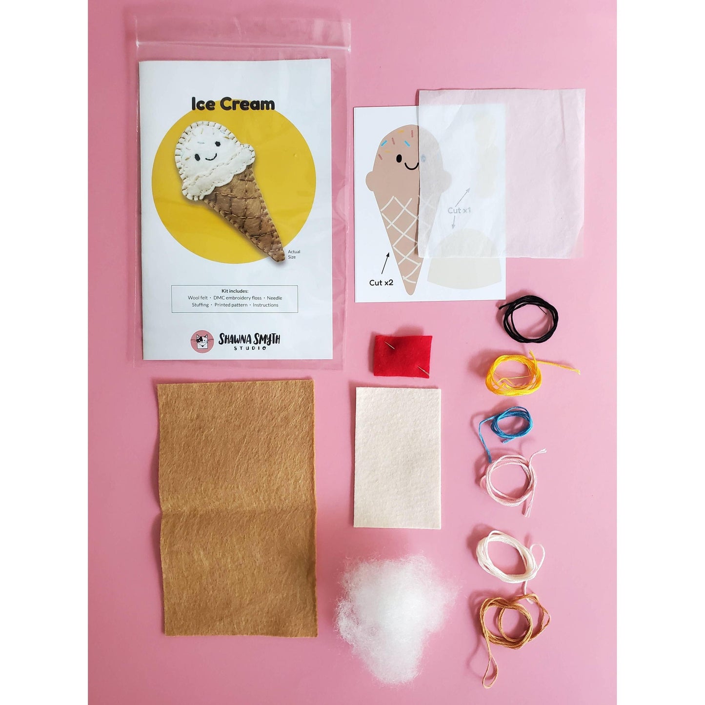 Shawna Smyth Studio-Ice Cream DIY Felt Kit-sewing kit-gather here online