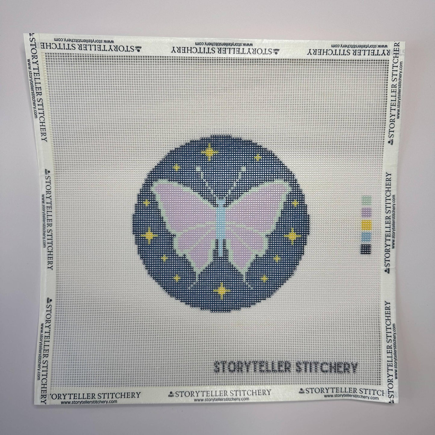 Storyteller Stitchery-Lunar Moth Printed Needlepoint Canvas-xstitch kit-gather here online