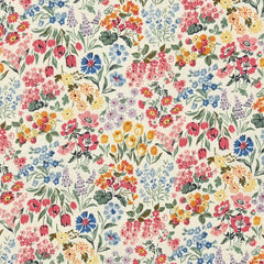 Kokka-Pink Floral Fields on Cotton Sheeting-fabric-gather here online