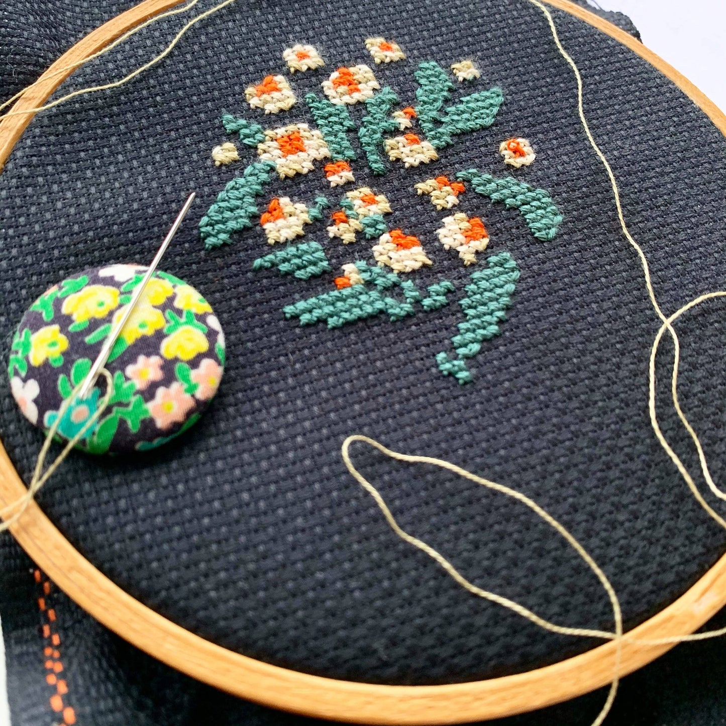 Junebug and Darlin-Moonlit Daisy, 4"x5" Cross Stitch Kit-xstitch kit-gather here online
