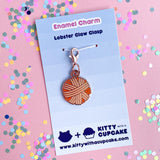 Kitty With A Cupcake-Orange Yarn Ball Charm-knitting notion-gather here online