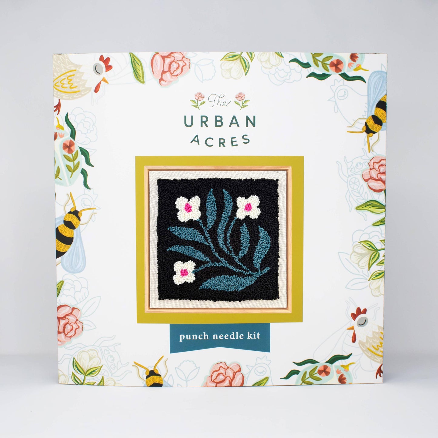 The Urban Acres-Quilt Block Floral Punch Needle Kit-craft kit-gather here online