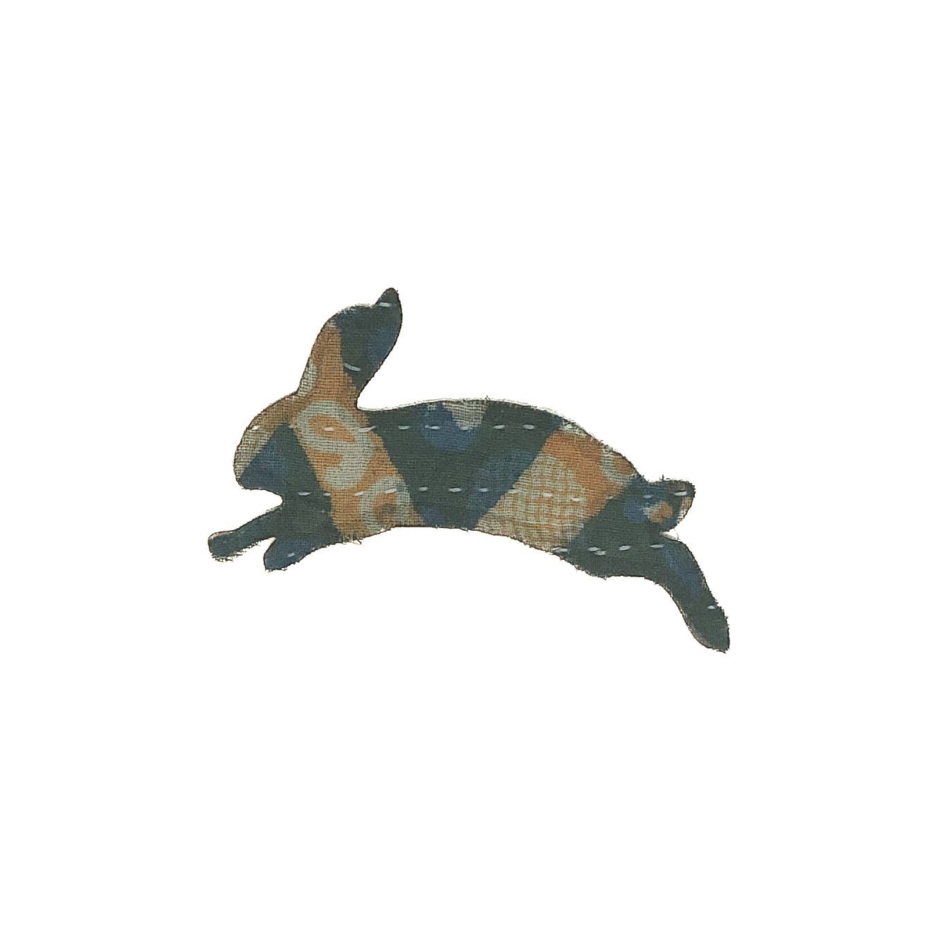 Otto Finn-Small Kantha Bunny Iron-On Patch-patches + pins-gather here online