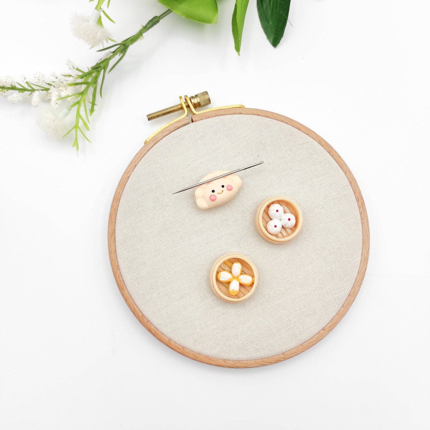 SCwholeworks-Dim Sum Dumpling Magnetic Needle Minder-embroidery notion-gather here online