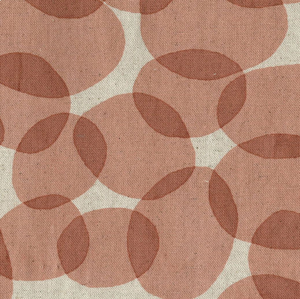 Kokka-Circles Rust, on Cotton/Linen Canvas-fabric-gather here online