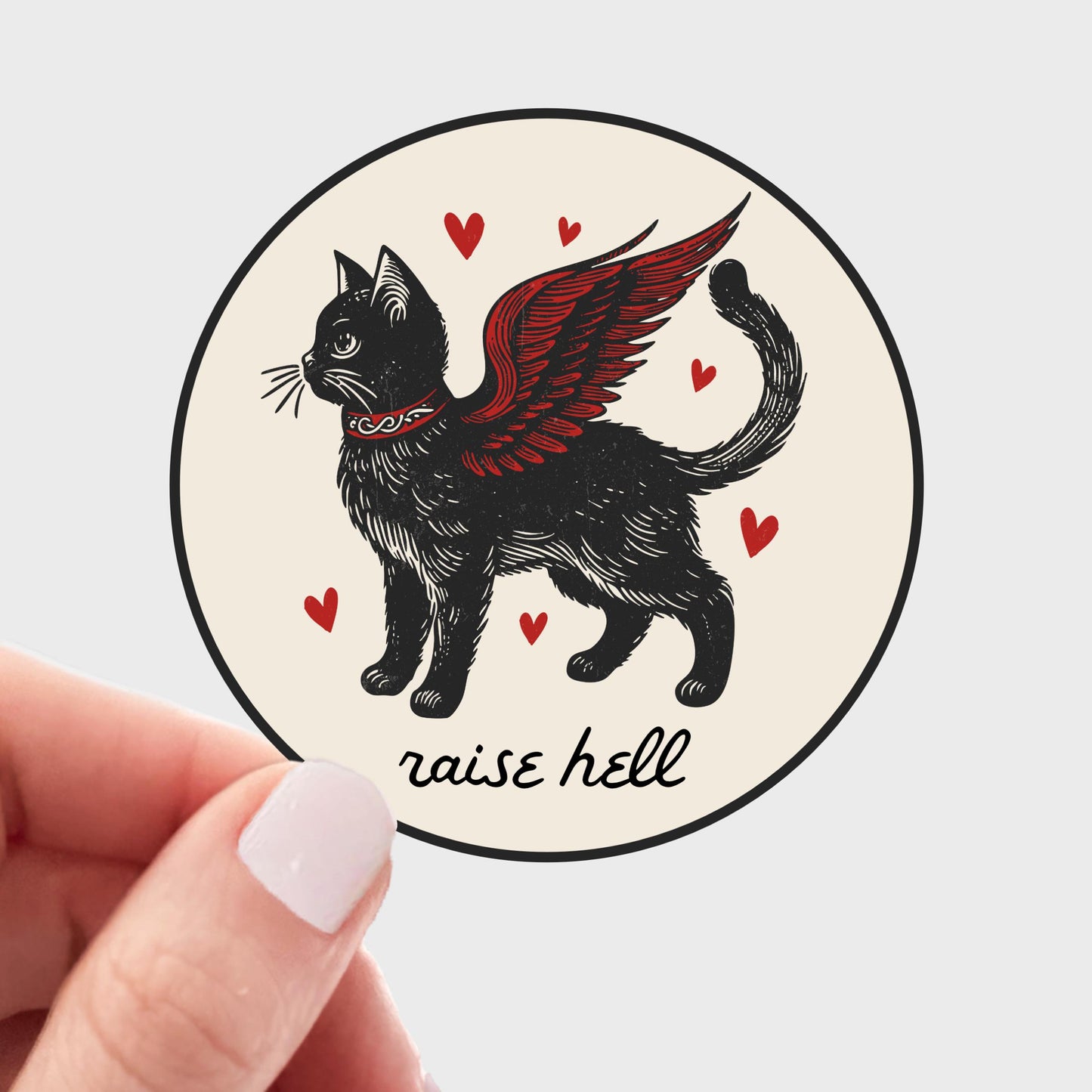 Yarnival-Raise Hell Cat Sticker-sticker-gather here online