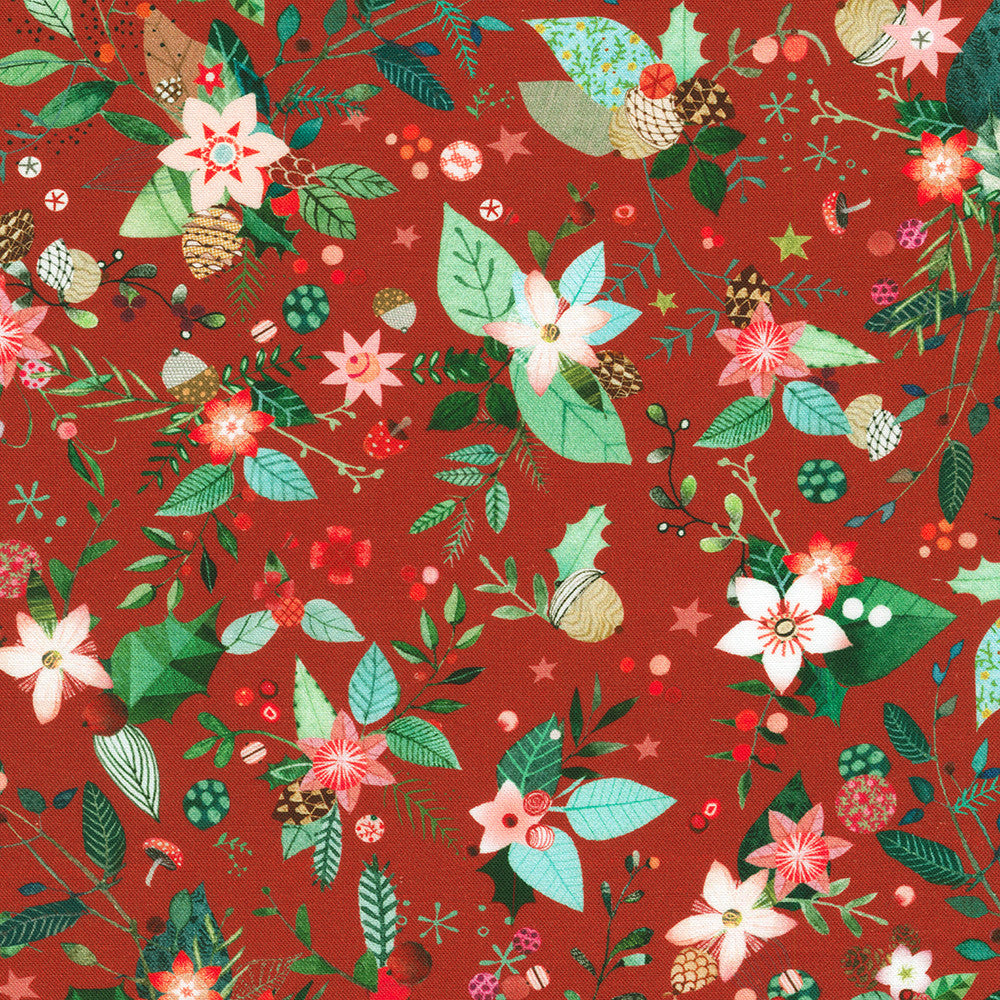 Robert Kaufman-Winter Flora Crimson-fabric-gather here online