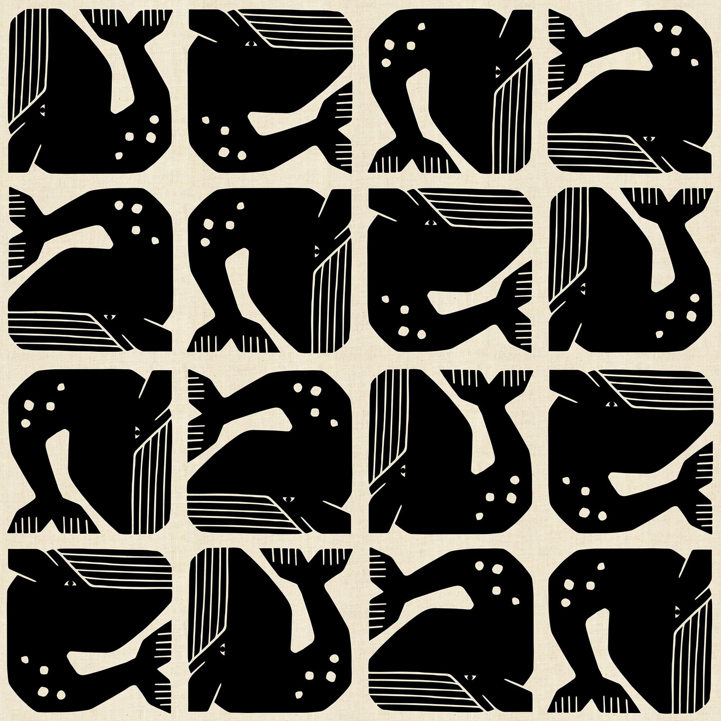 Cotton + Steel-Grumpy Whale Black Unbleached-fabric-gather here online