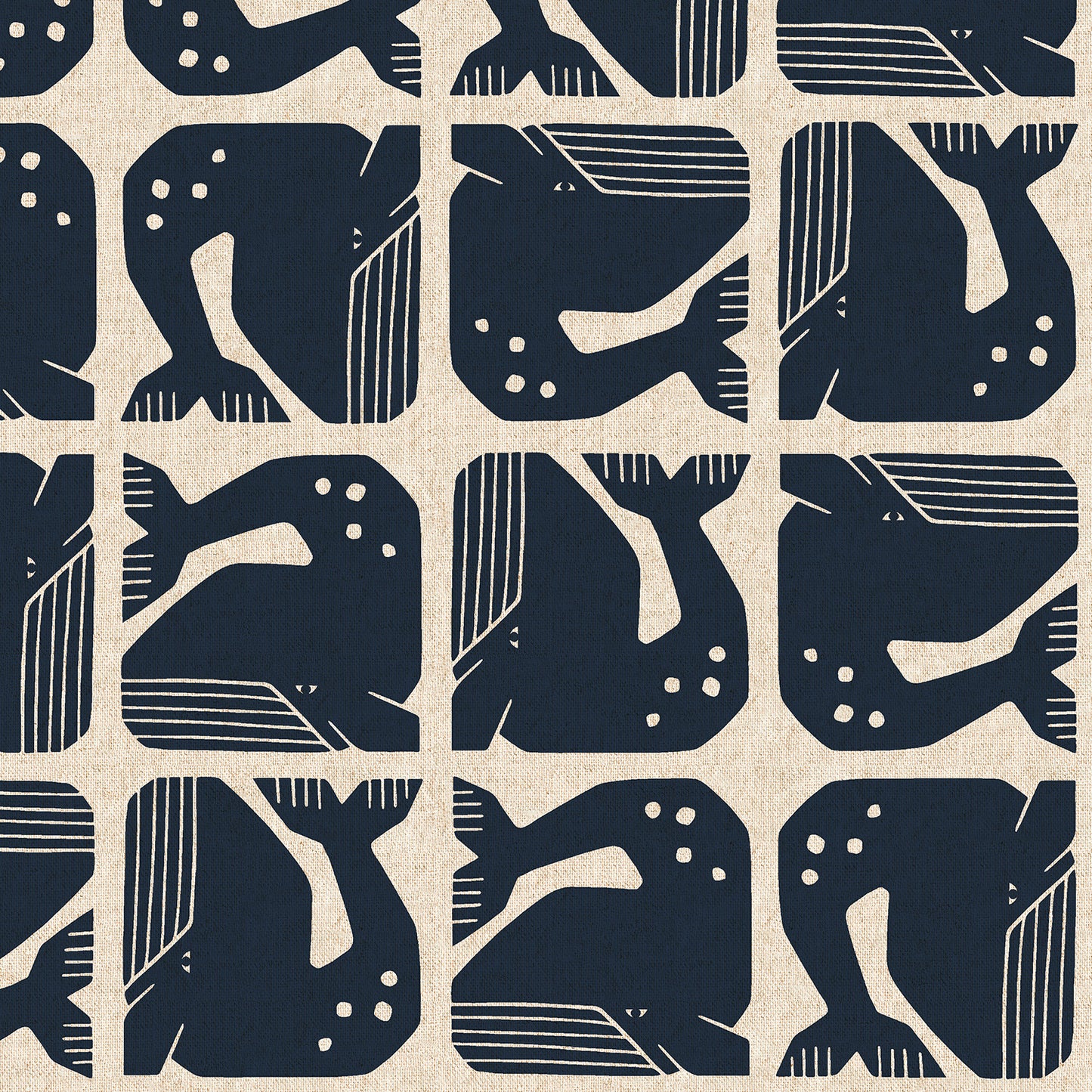 Cotton + Steel-Grumpy Whale Navy Unbleached Canvas-fabric-gather here online