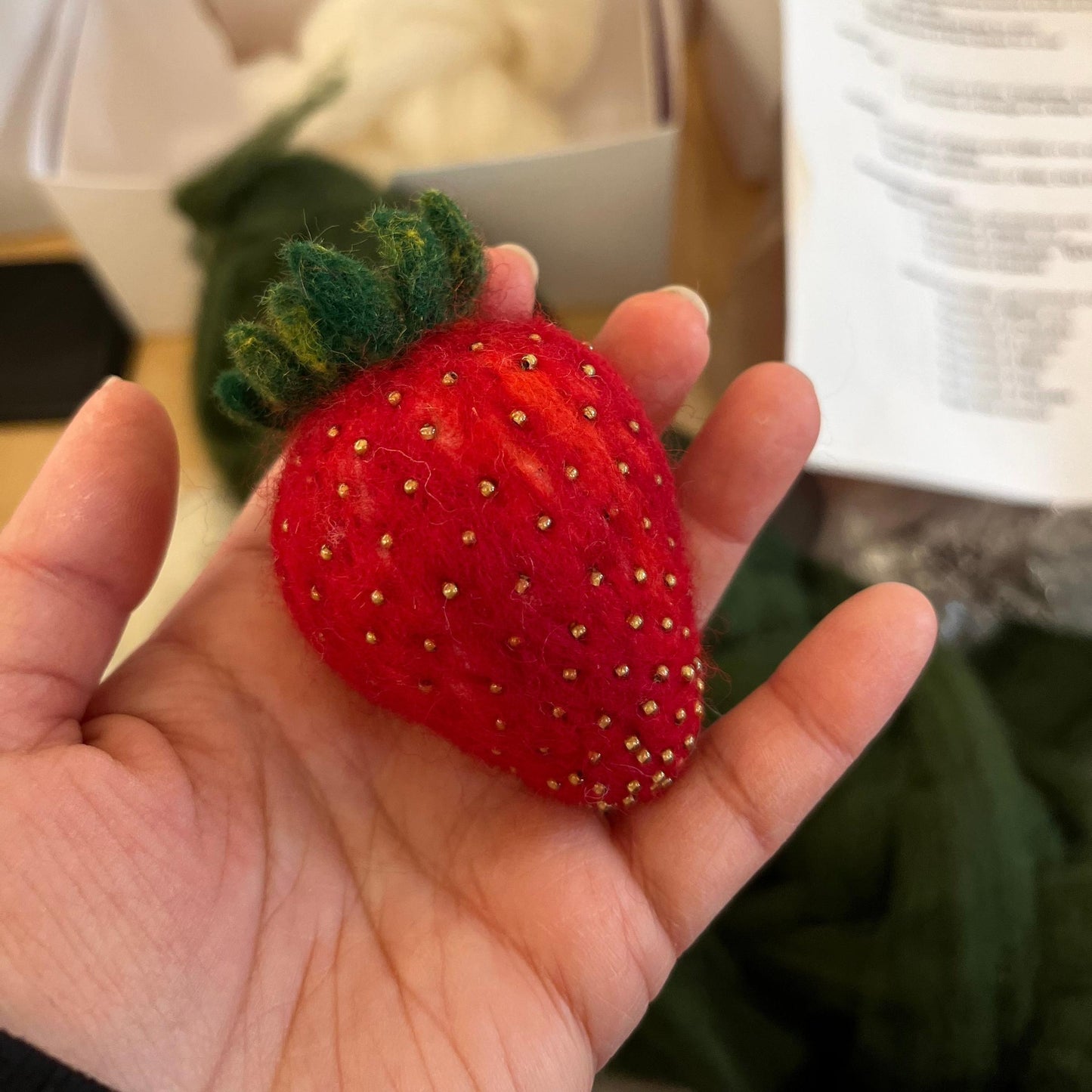 gather here classes-Needle Felted Strawberry-class-gather here online