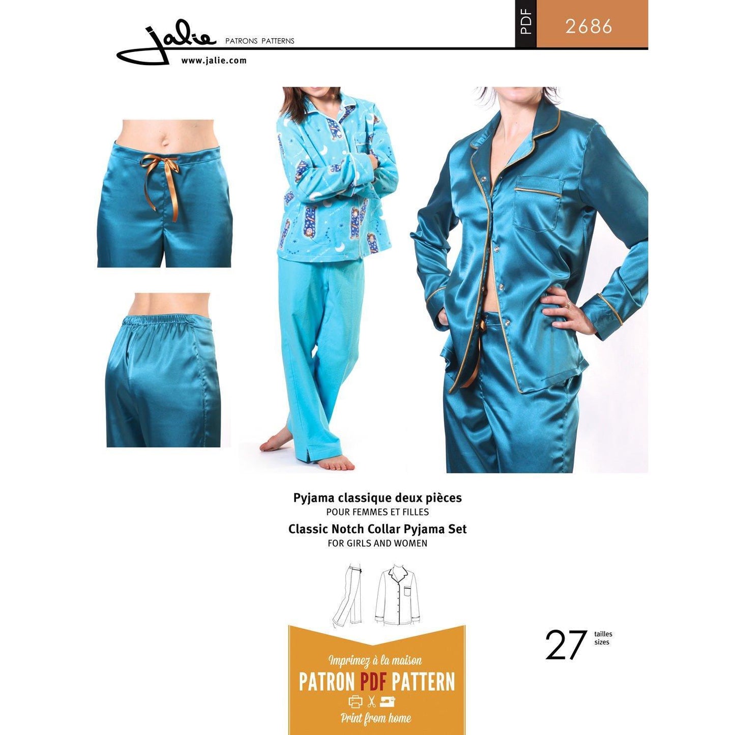 Jalie 2686 - Pyjama Set Pattern for Children and Adults