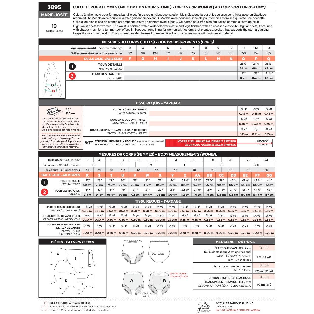 3895 // MARIE-JOSÉE Women's Briefs (with ostomy option) - Jalie