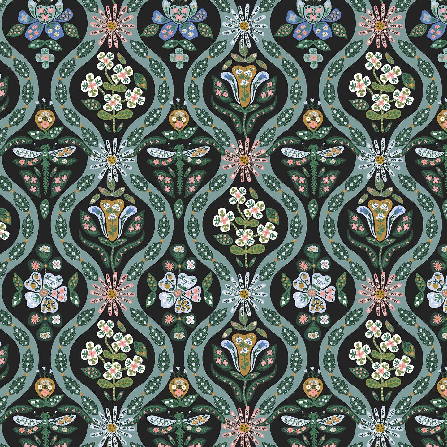 Cotton + Steel-Posie Black Metallic-fabric-gather here online