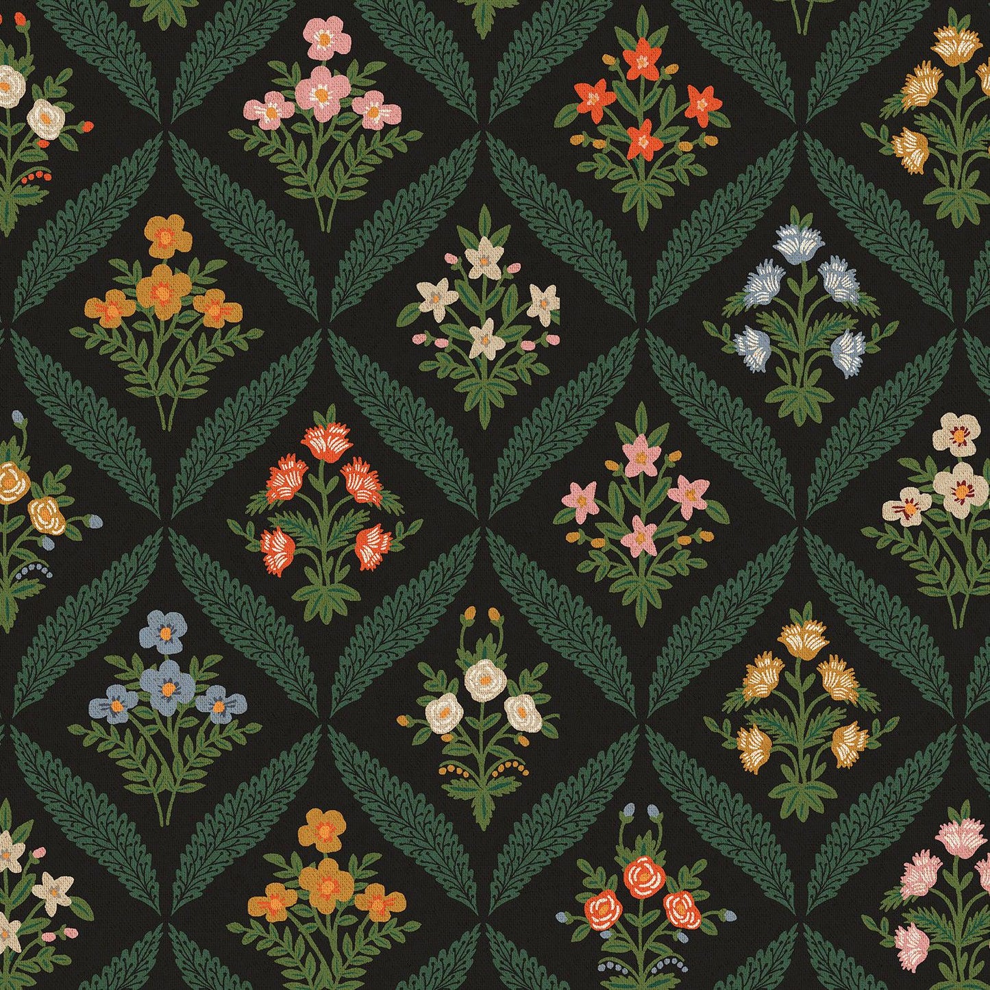 Cotton + Steel-Estee Garden Black Multi Canvas-fabric-gather here online