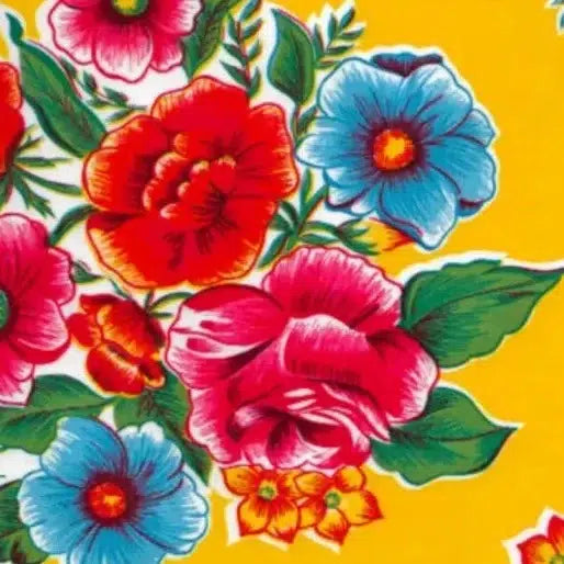 Oilcloth International-Lady Bird Oilcloth on Yellow-fabric-gather here online