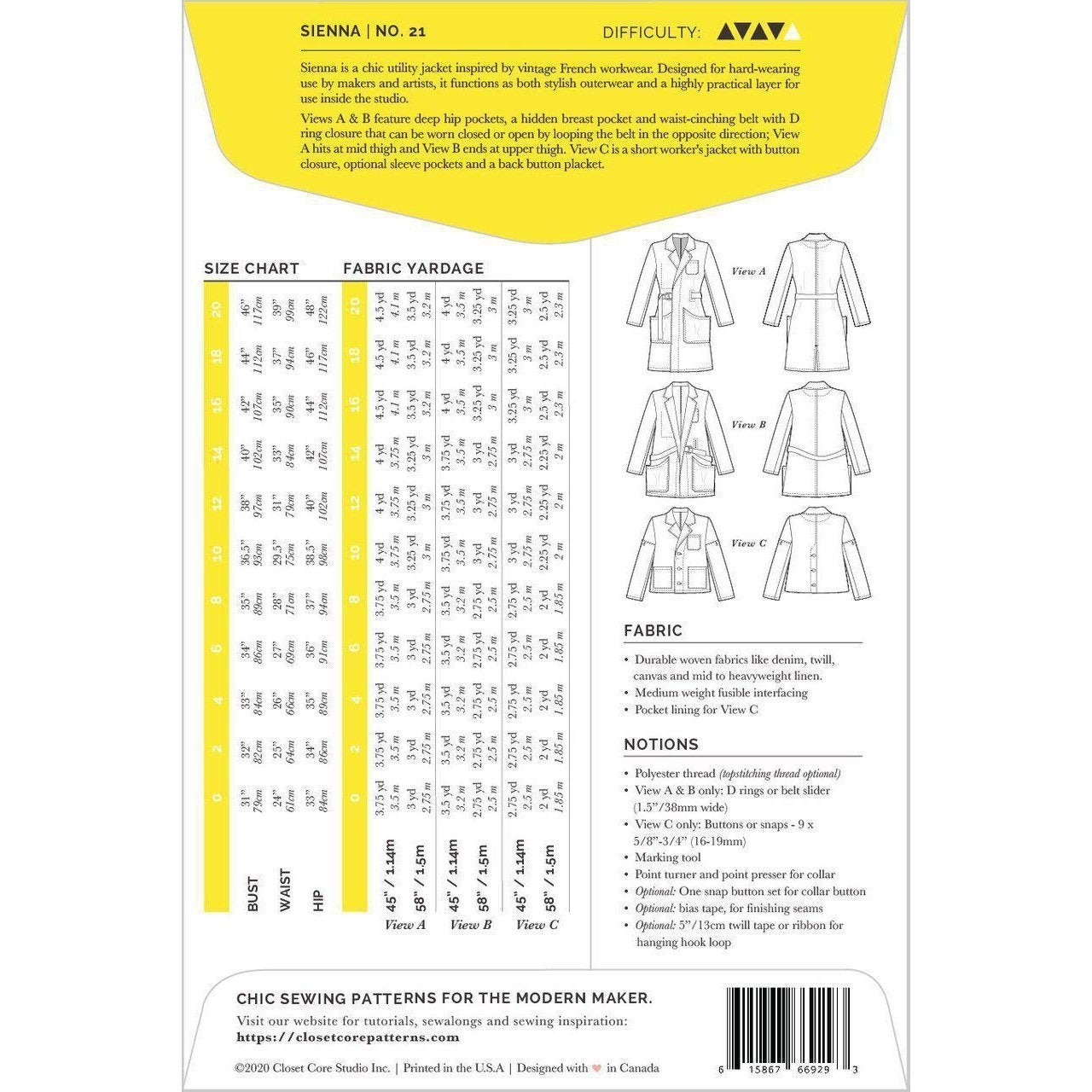 Closet Core Patterns-Sienna Maker Jacket Pattern-sewing pattern-gather here online