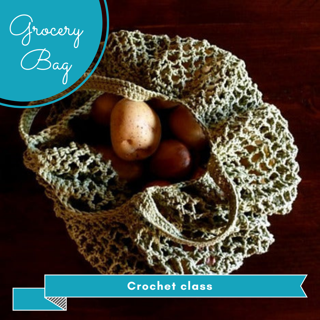 Crochet Grocery Bag class – gather here online