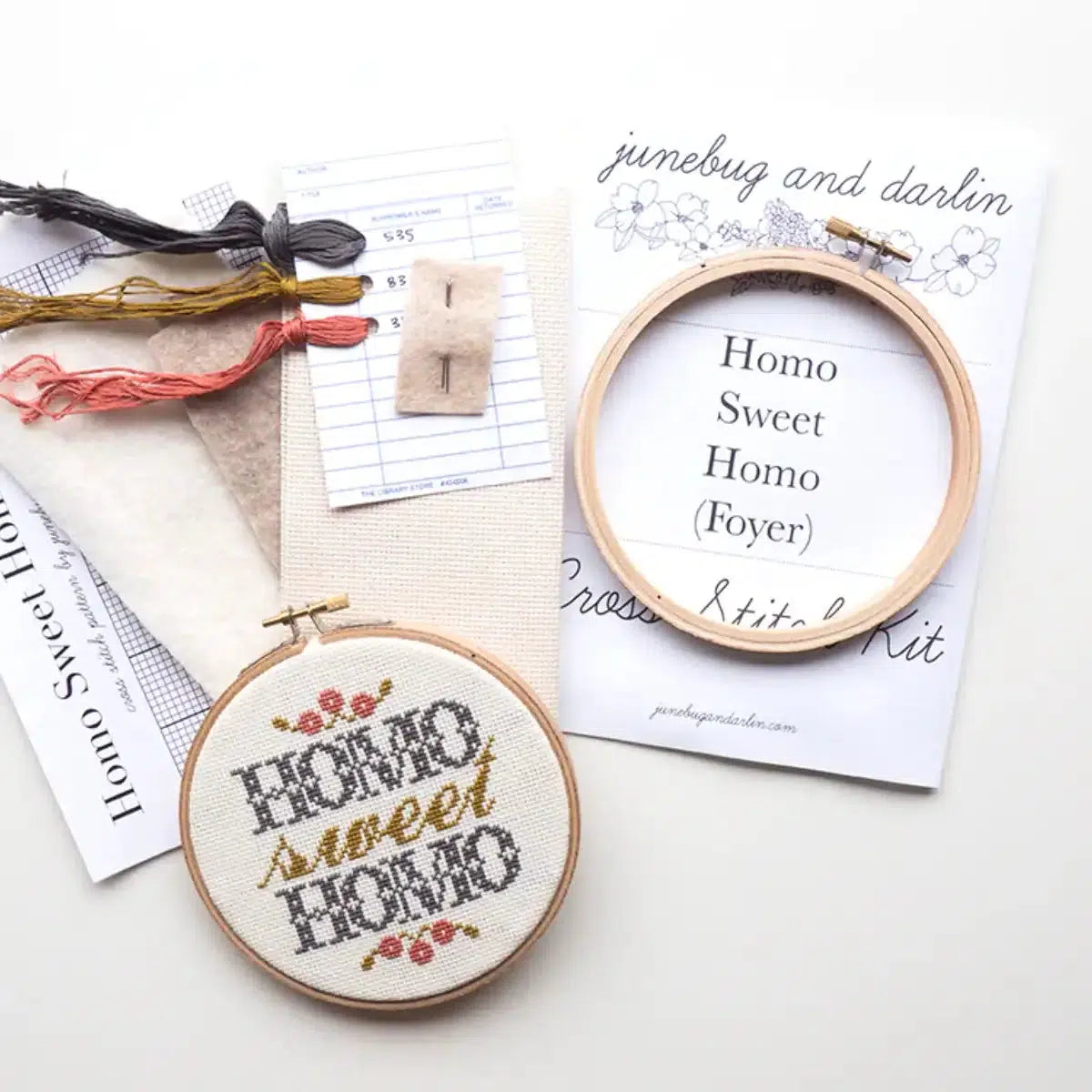 Junebug and Darlin-Homo Sweet Homo, 5" Cross Stitch Kit-xstitch kit-gather here online