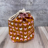 Denise Snow Williams-One of a Kind Drawstring Project Bags-accessory-Medium - Pink Strawberries w/ Int Pocket-gather here online