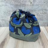 Denise Snow Williams-One of a Kind Drawstring Project Bags-accessory-Large - Blue Floral w/ Waxed Canvas Bottom-gather here online