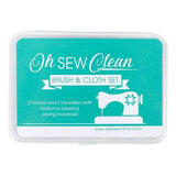 It's Sew Emma-Oh Sew Clean Brush & Cloth Set - Teal-notion-gather here online