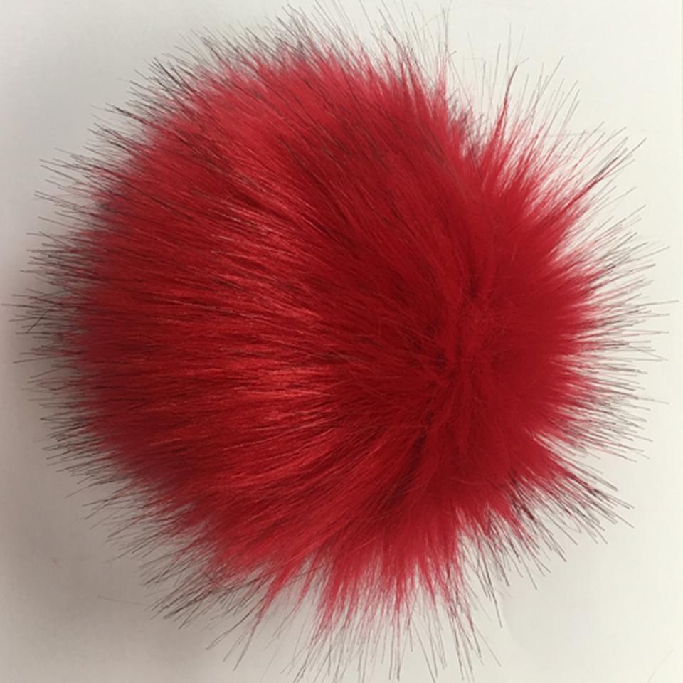 McPorter Farm-Faux Fox Fur Pompom - Red-pompoms-gather here online
