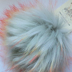 McPorter Farm-Faux Raccoon Fur Pompom - Silver with Pink-notion-gather here online