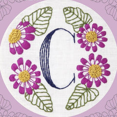 Miniature Rhino-Floral Monogram Embroidery Kit, C - Cineraria-embroidery/xstitch kit-gather here online