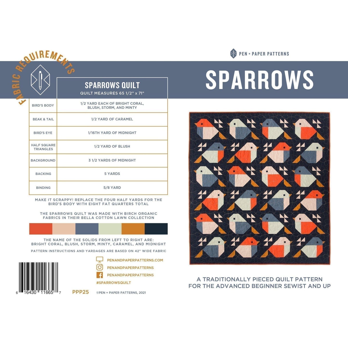 Pen & Paper Patterns-Sparrows Quilt Pattern-quilting pattern-gather here online