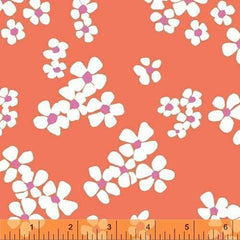 Windham Fabrics-Daisy Chain on Orange by Annabel Wrigley, Windham Fabrics-fabric-gather here online