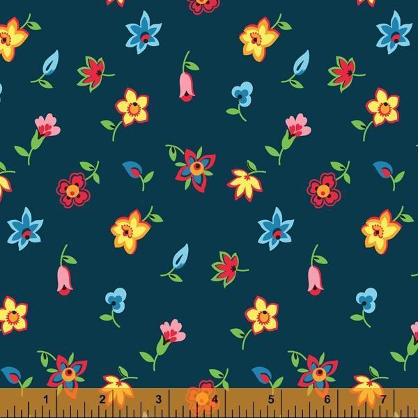 Windham Fabrics-Floral Toss Navy-fabric-gather here online