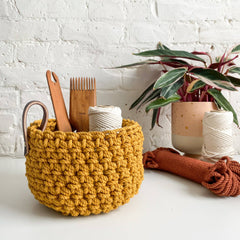 Flax & Twine-Chelsea Rope Basket Kit - Goldenrod-knitting / crochet kit-gather here online