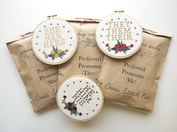 Pronouns She Cross Stitch Kit – gather here online