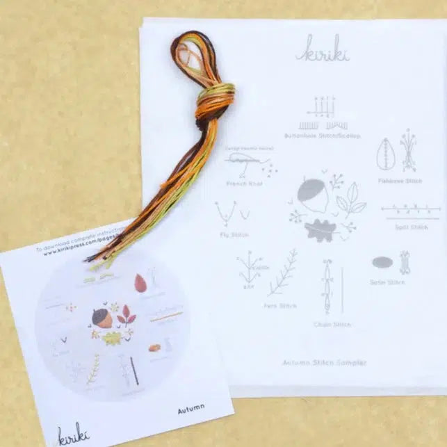 Kiriki Press-Autumn Embroidery Stitch Sampler-embroidery kit-gather here online