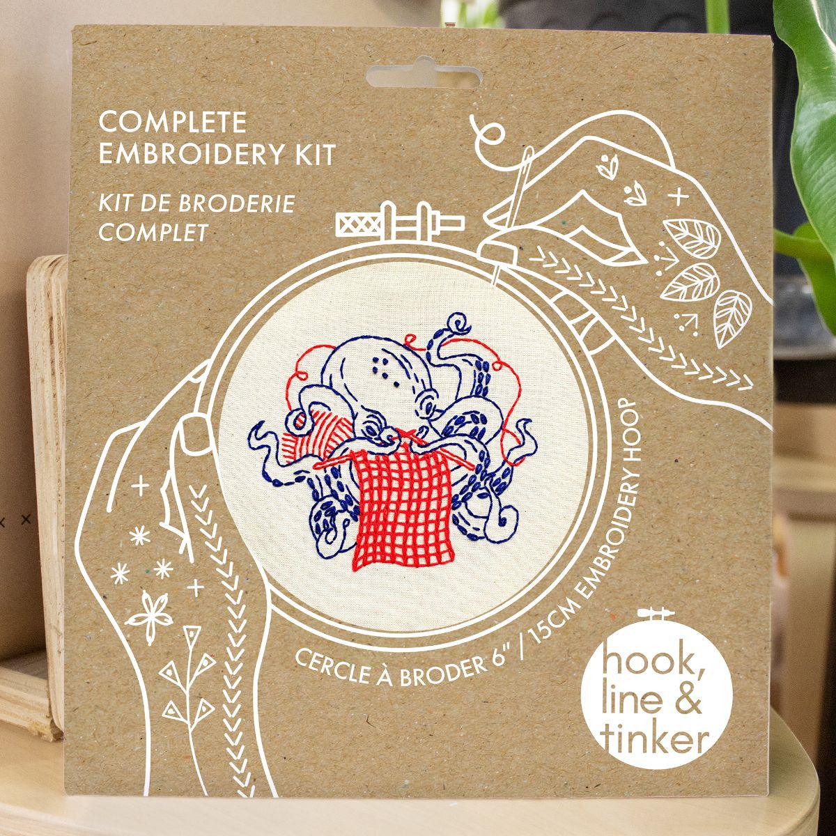 Hook, Line & Tinker-Industrious Octopus Embroidery Kit-embroidery kit-gather here online