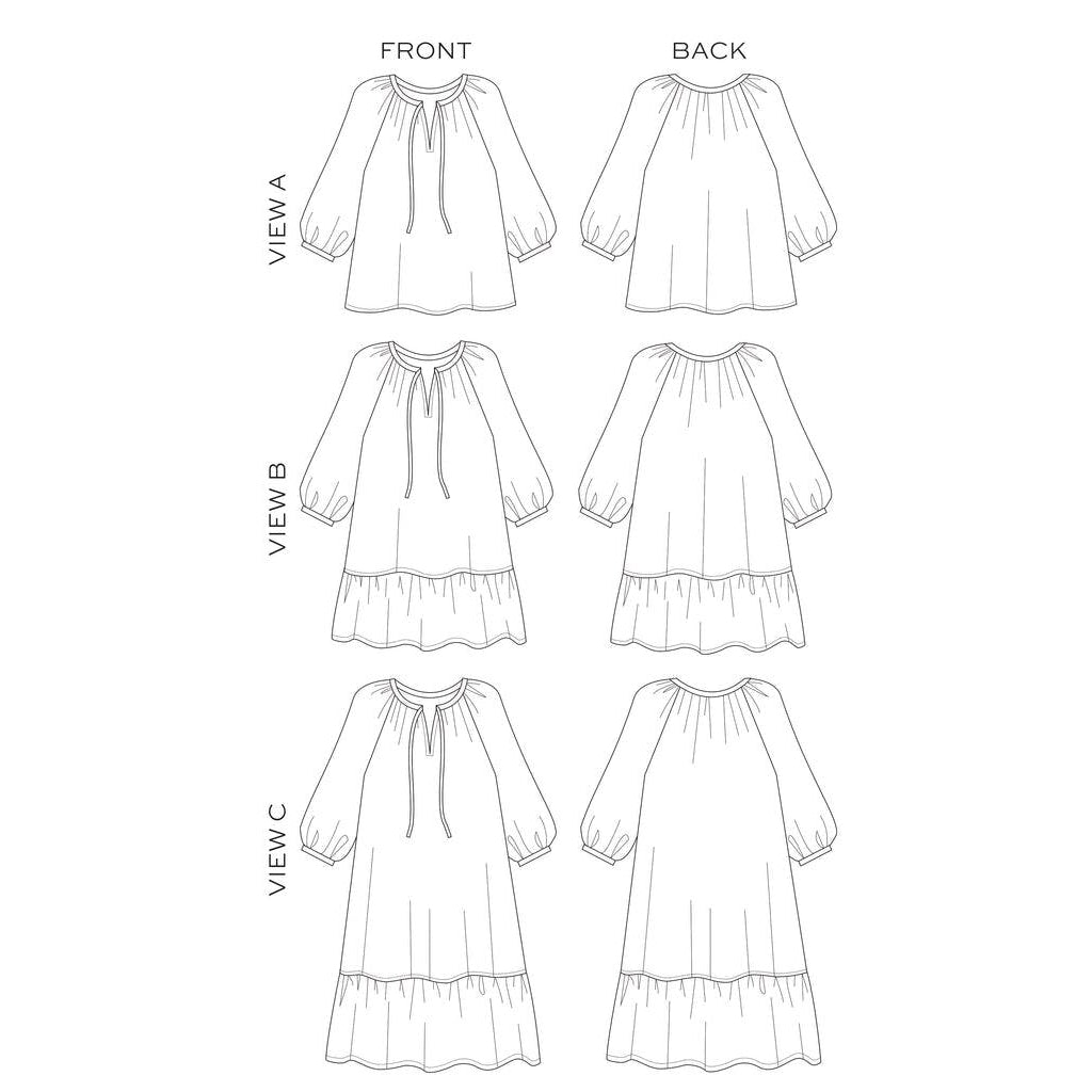True Bias-Roscoe Blouse & Dress Pattern-sewing pattern-gather here online