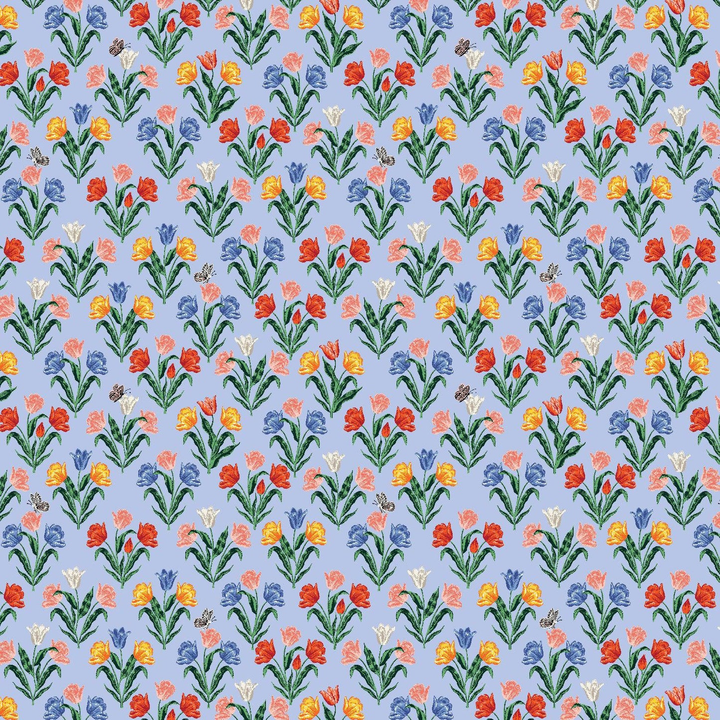 Cotton + Steel-Tulips Light Blue-fabric-gather here online