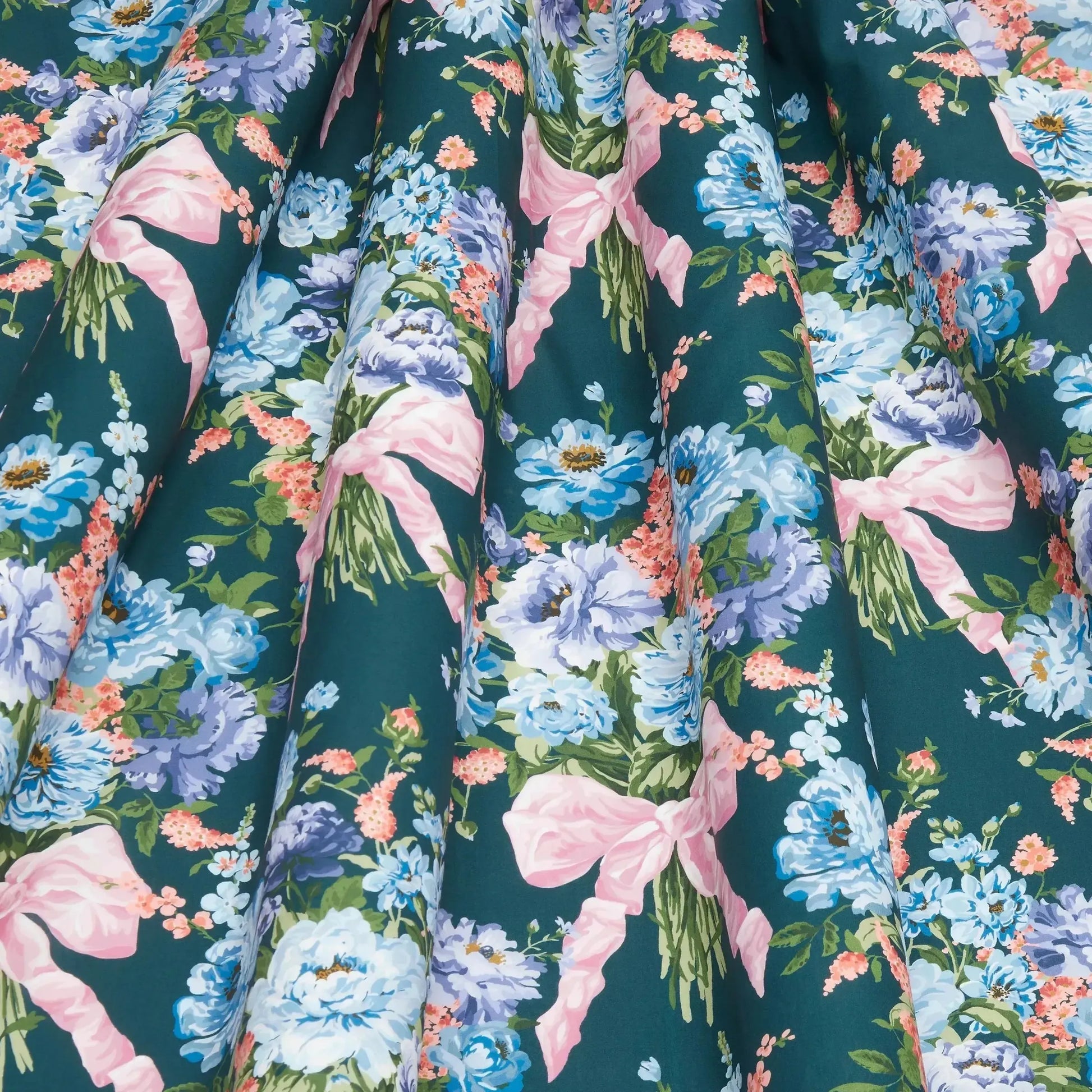 Liberty of London-Tana Lawn - Bow Bouquet Peacock-fabric-gather here online