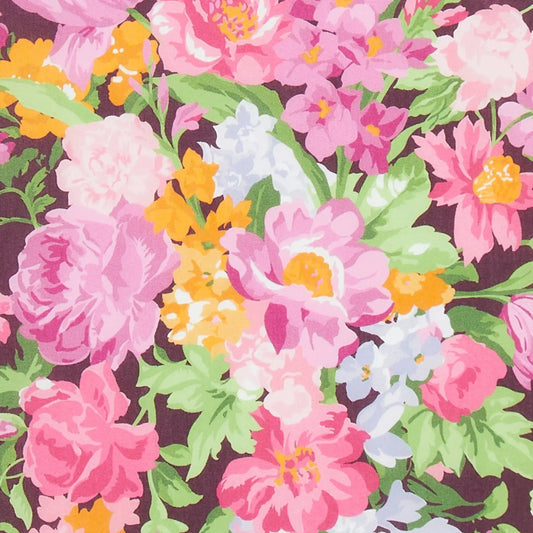 Liberty of London-Tana Lawn - Bouquet Carnival Burgundy-fabric-gather here online