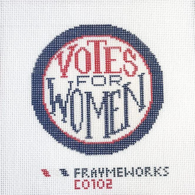 Fraymeworks-Votes for Women 4x4" Needlepoint Canvas-embroidery pattern-gather here online