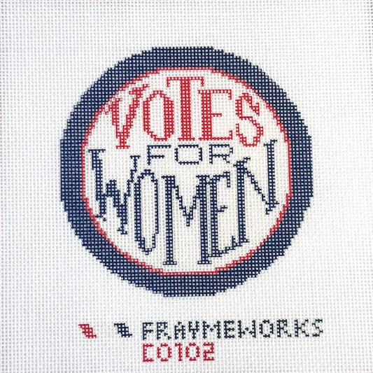 Fraymeworks-Votes for Women 4x4" Needlepoint Canvas-embroidery pattern-gather here online