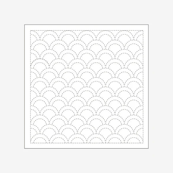 Daruma-Sashiko Sampler - White-embroidery kit-1001: Wave Crest-gather here online