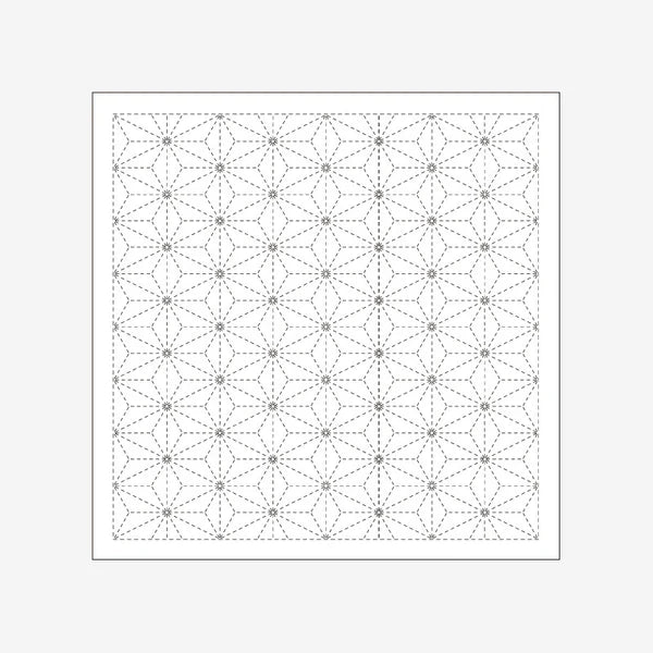 Daruma-Sashiko Sampler - White-embroidery kit-1002: Hemp Leaf-gather here online