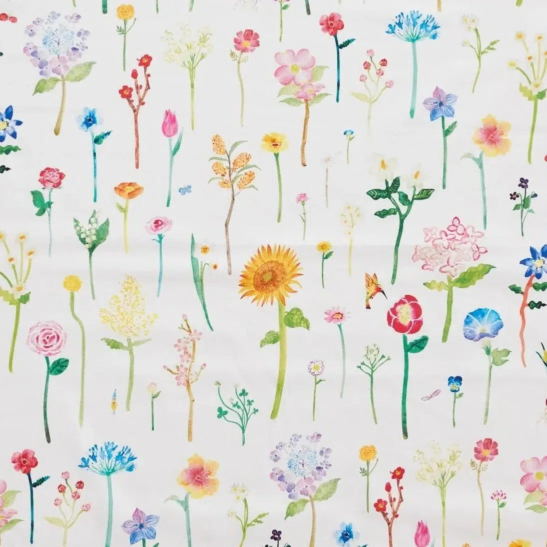 Kokka-Paper Message Flower Field Guide on Cotton Sheeting-fabric-gather here online