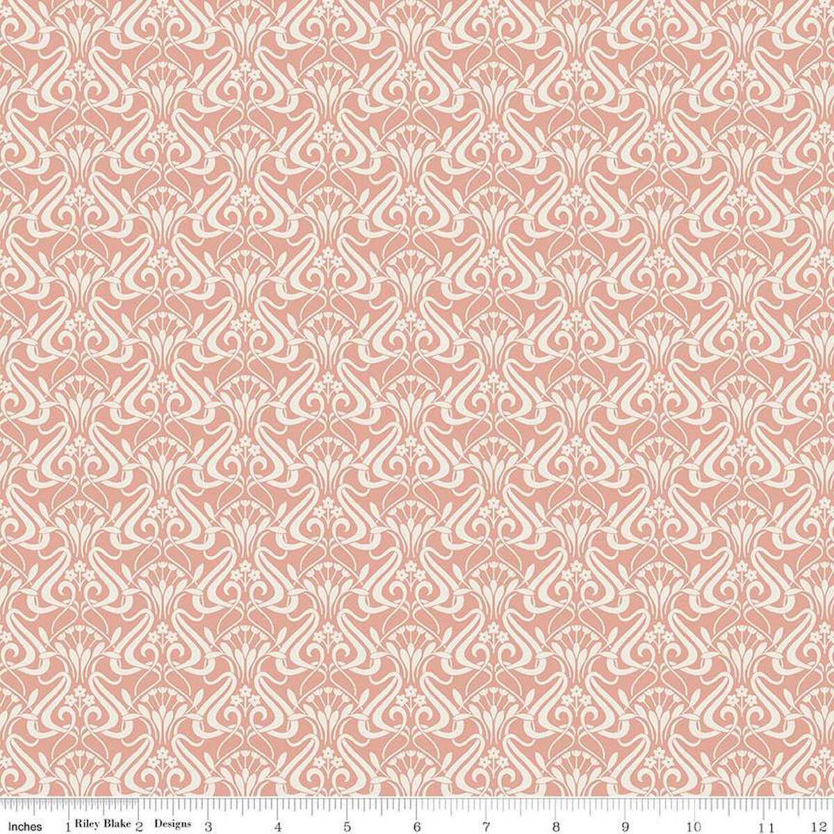 Liberty Fabrics-Nouveau Shadow Soft Coral-fabric-gather here online