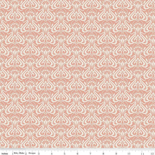 Liberty Fabrics-Nouveau Shadow Soft Coral-fabric-gather here online