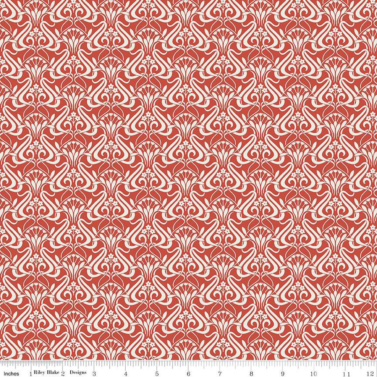 Liberty Fabrics-Nouveau Shadow Chalk Red-fabric-gather here online
